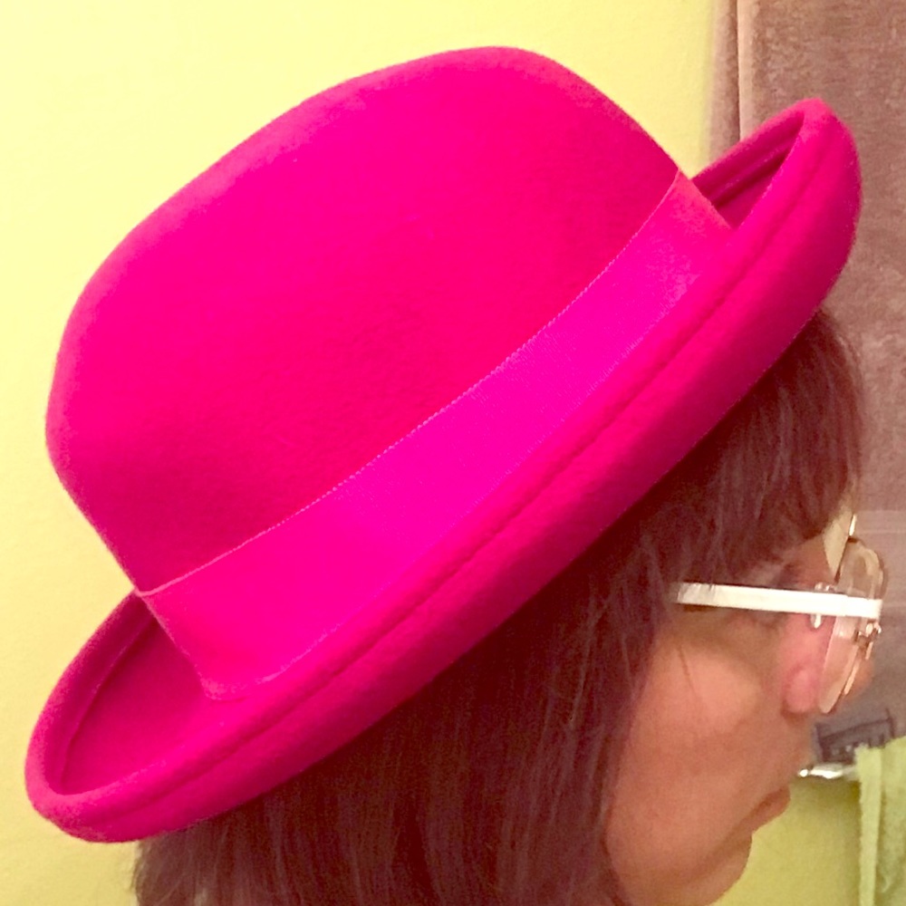 Pink vintage wool felt hat